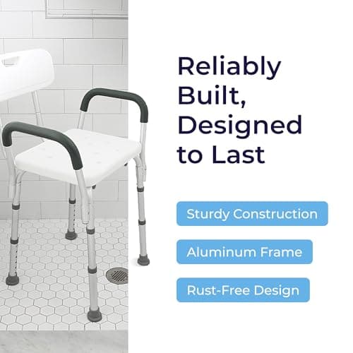 Premium duschstol med rygg och vadderade armar Arms + Back Shower Chair