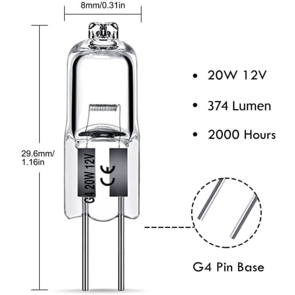 G4 Halogenlampor 20W 12V Varmvit, 10-pack 20W 10pcs