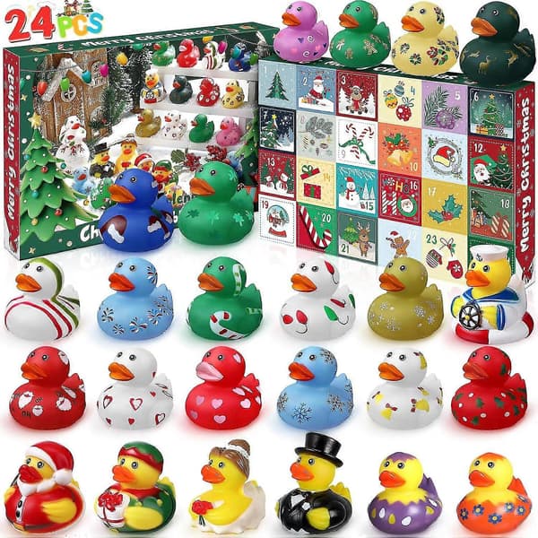 Adventskalender 2025 - Nedtelling til jul Leker Gummianker, 24 dager morsomme badeleker gave til gutter og jenter