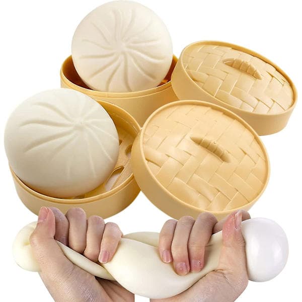 Dumpling Squishy Fidget Toy 2-pakning, Dampbolle Stressball, Klemme Squishy Dekompresjonsleke