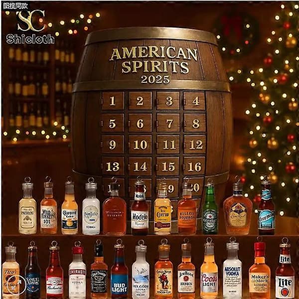 Klassisk Whisky Julekalender Blindboks, Juletrepynt, Akryl Anheng, Samleobjekt Drikkepynt