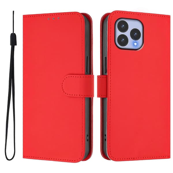 Wiko T60 / Cubot P80 Solid Color PU-deksel - Beskyttende flip-deksel Red
