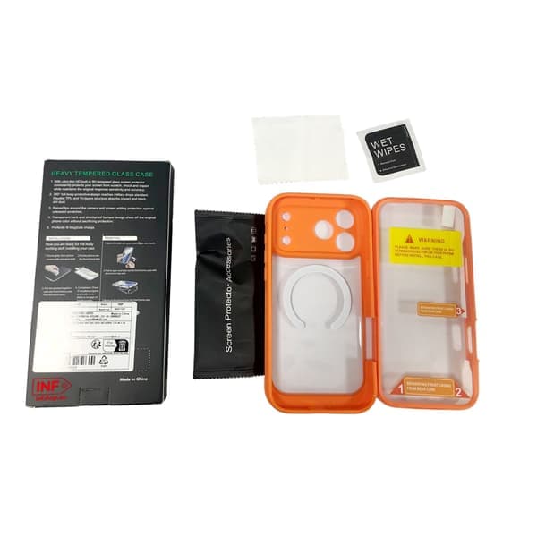 9H Glascover Orange til iPhone 17 Pro Max - Fuld Beskyttelse med Magnetisk Design