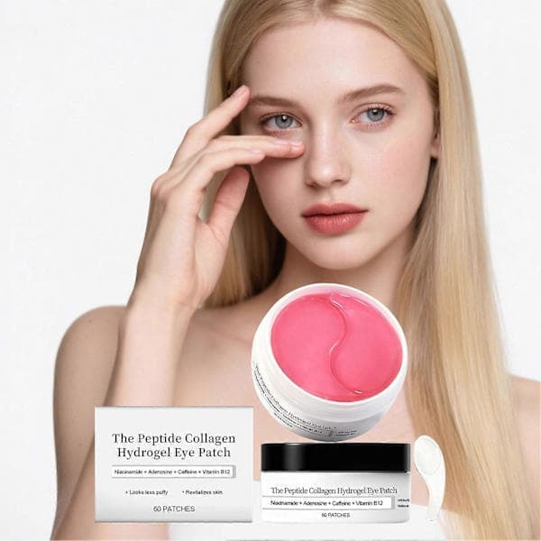 60 Peptide Collagen Hydrogel Øjenmaske, Anti-Aging Øjenlapper mod mørke rande