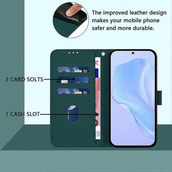 Lanyard PU-deksel for Realme Note 60 4G Global, Avtakbar stropp mobildeksel Dark Green