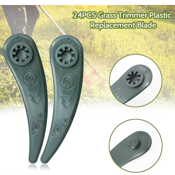 24-pakning Bosch Horsebar-blad for Bosch Durablade Art 23-18 LI Art 26-18 LI gresstrimmere, erstatningsblad for gresstrimmer.