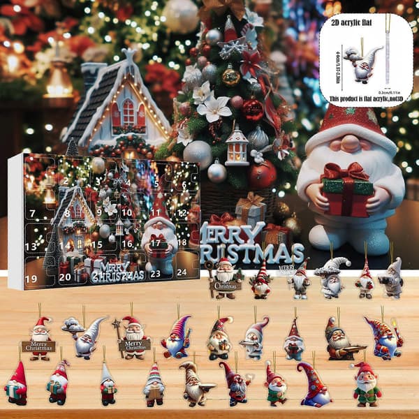 Julegnom Adventskalender, Jule-blindboks, Samleobjekt Juledekorasjon E 18 * 26 *3cm