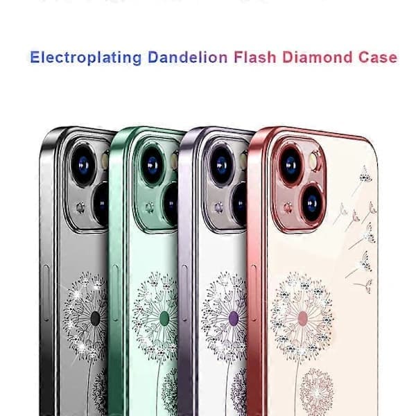 （pow yeah！）Galvanisert diamantløvetann TPU-deksel til iPhone 14 Plus