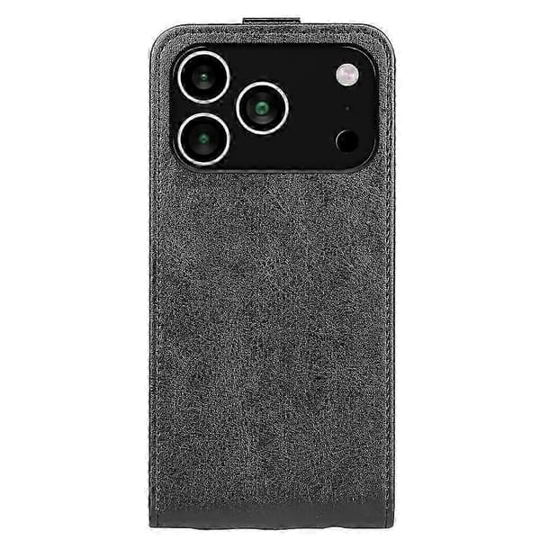 iPhone 17 Pro Skal med Vertikalt Flip Läder, Kortfack Plånboksfodral, Skyddande Mobilskal Black