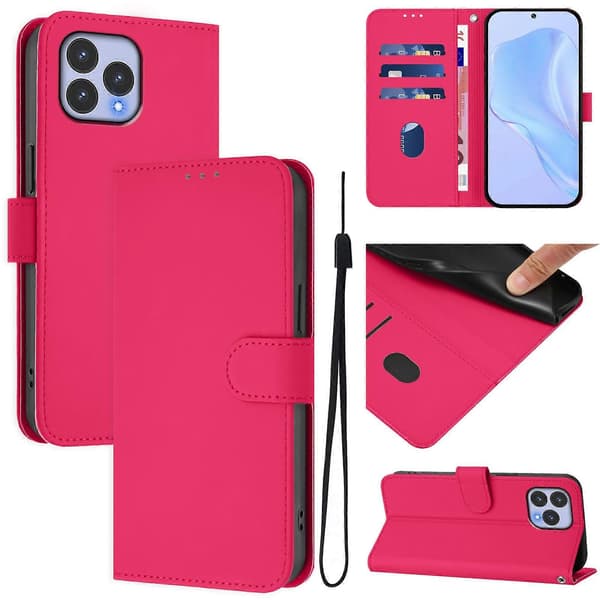 Wiko T60 / Cubot P80 Solid Color PU-deksel - Beskyttende flip-deksel Rose Red