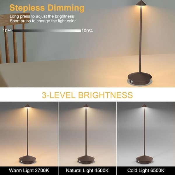 2-pak bordlampe / skrivebordslampe - Trådløs LED-lampe Brun 2 stk