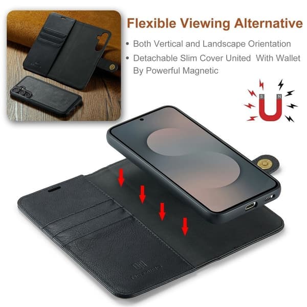 DG MING Samsung S25 FE 2-i-1 Magnet Pung etui - Sort Sort