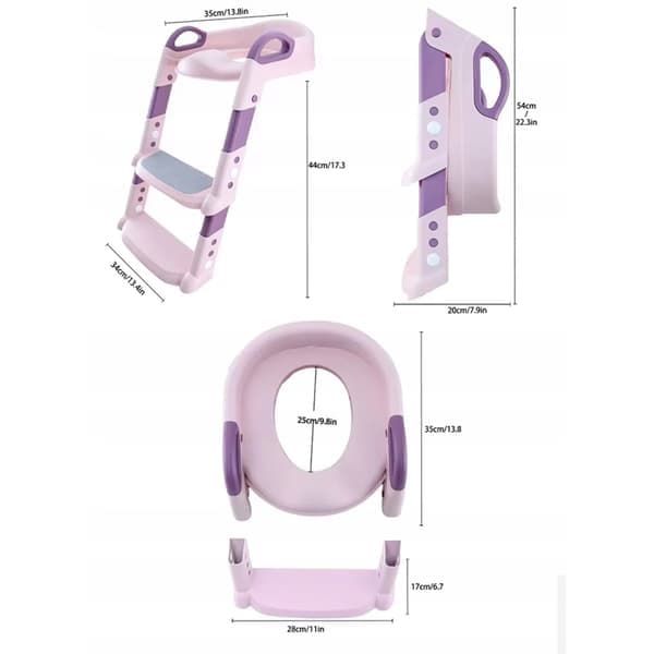 KIDDISTEP Lasten WC-istuin portailla, vaaleanpunainen