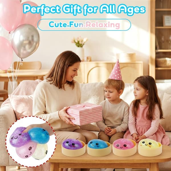 4 st Dumpling Squeeze Toy, Dumplings Squishy Flashing Dumpling Squishies Stressboll, Dumplings Squeeze Stress Ångestlindring för barn
