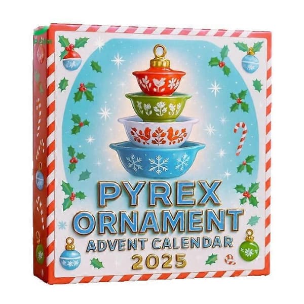 Pyrex Dekoreret Julekalender Blind Box, Juletræs Akryl Vedhæng Julepynt