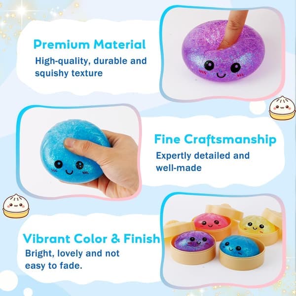 4 st Dumpling Squeeze Toy, Dumplings Squishy Flashing Dumpling Squishies Stressboll, Dumplings Squeeze Stress Ångestlindring för barn