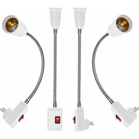 4-pak E27 lampeholder EU-stik LED væglampe arbejdslys med afbryder E27 lampeadapter vægstik forlængerledning E27 fatning