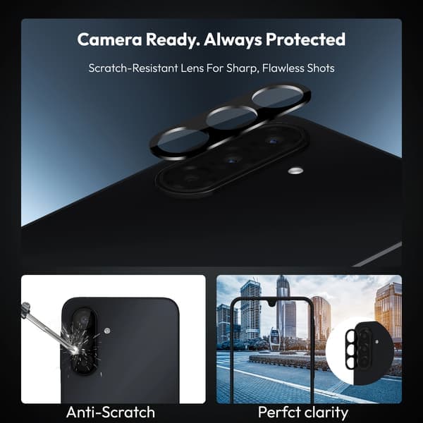2-pack Samsung A17 Skärmskydd & 2-pack linsskydd - Härdat Glas | [Automatisk installation] - Bubbel-fritt
