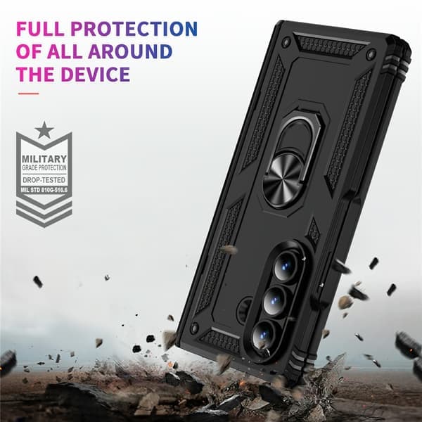 Samsung Z Fold7 Armor Metallring Skal - Sort Sort