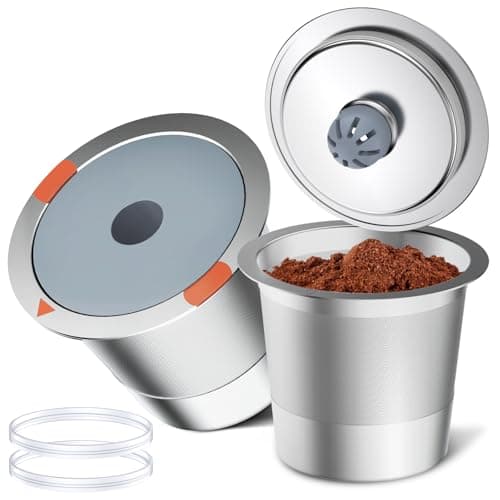 Genanvendelige K-kopper og kaffepuder, universelle k-kopper i rustfrit stål til Keurig 2.0 og 1.0 kaffemaskiner (2-pak) 4 PACK