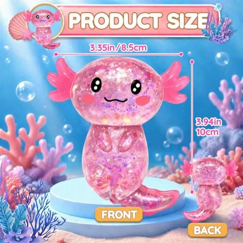 Axolotl Squishy Glitter Stressavlastande Leksak, Långsamt Stigande Squishy (Rosa) | Avlastande Squishy Leksaker, Långsamt Stigande Squishy Leksaker E-yellow