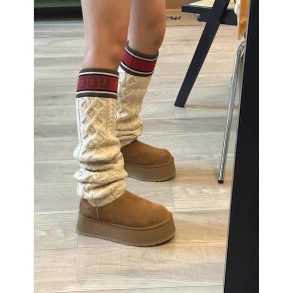 Ullstrømper støvler knelange dame vinterbomull kastanje 40 Chestnut Color 40