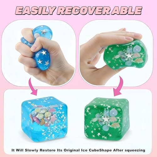 Ice Cube Cube Fidget Leker - Sensoriske Leker for Voksne med Ekte Sjøskjell, Klembar Fidget Leke for ADHD, Angstlindring Blue-humpback 6cm