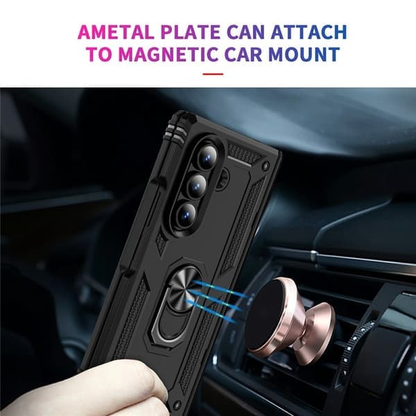 Samsung Z Fold7 Armor Metallring Skal - Sort Sort