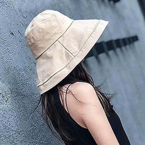 Dame Beige Strandhat Sammenfoldelig Bred Skygge Sommerhat Hætte Strandhat Bøllehat Havehat