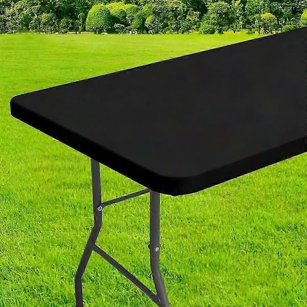 (sort-183x76cm) Genanvendelig foldbar picnicborddug - Robust rektangulær beskyttelse til terrasseborde