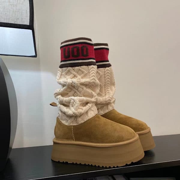 Ullstrømper støvler knelange dame vinterbomull kastanje 40 Chestnut Color 40