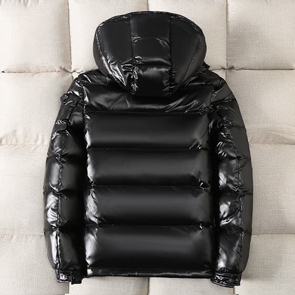 Vinterdunjakke til mænd med hætte, hvid andedun pufferjakke black XL
