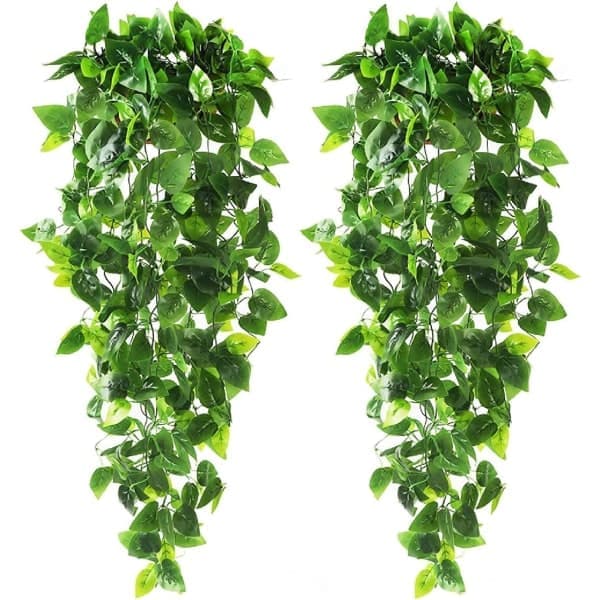 2 kunstige væggrønne klatreplanter, kunstige hængeplanter
