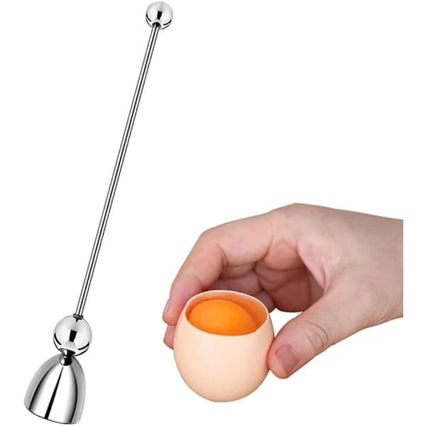 Eggkutter i rustfritt stål, eggåpner med langt håndtak for bløtkokte, hardkokte og rå egg