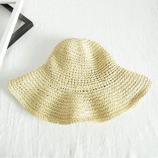 Sammenklappelig stråhat til damer, foldbar bred stråhat - Sommer & Strand, Dame solhat til sommer 57-59 cm beige beige