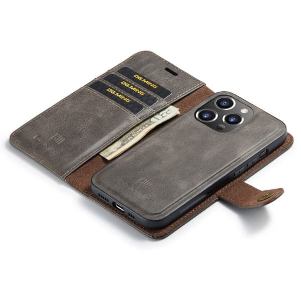 DG MING iPhone 16 Pro 2-in-1 magneettinen lompakkokotelo - harmaa harmaa