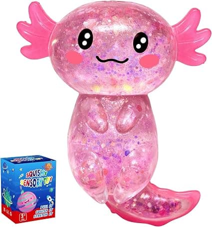 Axolotl Squishy Glitter Stressavlastande Leksak, Långsamt Stigande Squishy (Rosa) | Avlastande Squishy Leksaker, Långsamt Stigande Squishy Leksaker E-yellow