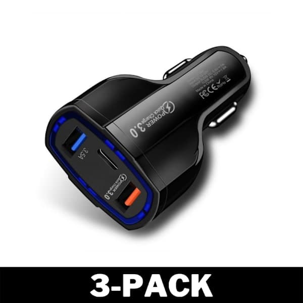 Billader Hurtiglading PD, USB-C med doble USB-porter, Hurtigladeadapter Svart 1-pakning 1-Pack