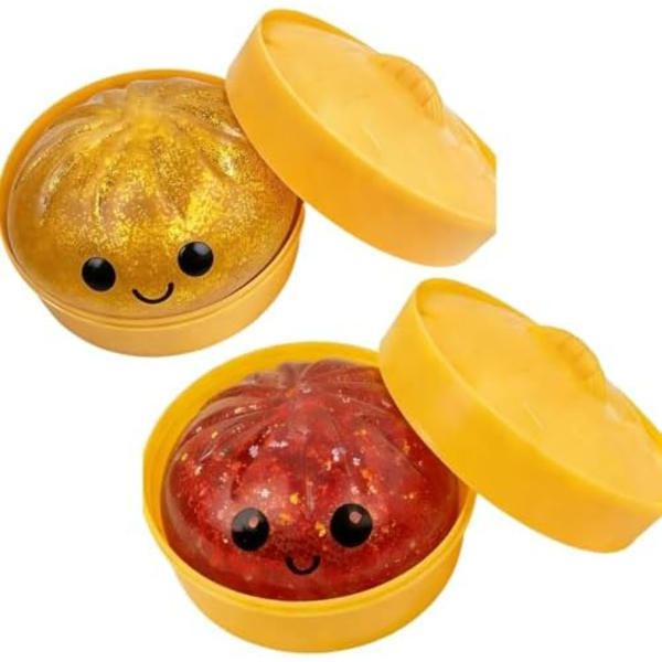 Glittrande Dumpling Squishy Leksak, Mjuk Deg för Dekompression, Ångestlindrande Fidget Leksaksgåva 2pcs-e