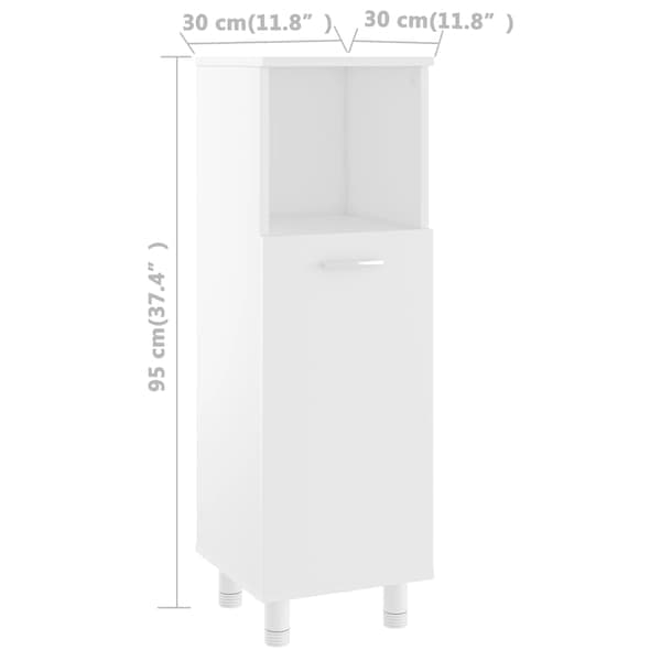 VidaXL baderomsskap hvit 30x30x95 cm konstruert tre