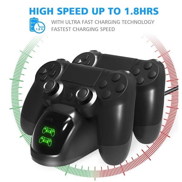 INF Dobbelt Ladestation til PS4 Controllere, Dock til PS4 PS4 Slim PS4 Pro Gamepads