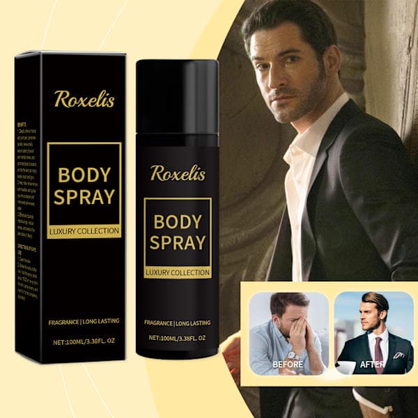 Roxelis Body Spray til Mænd, Langvarig Frisk Duft Bærbar Parfume
