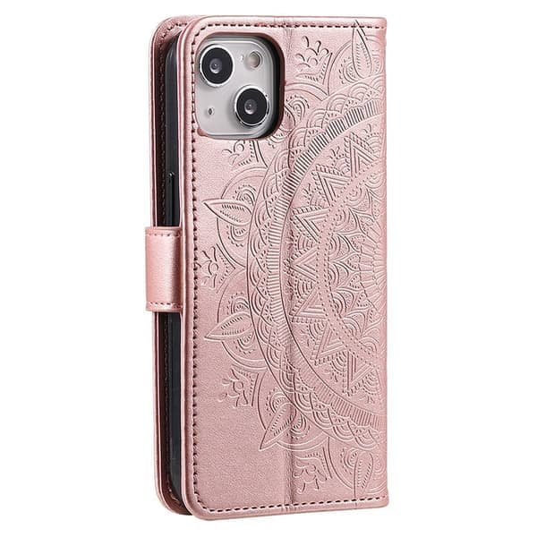 SKALO iPhone 15 Mandala Lommebokveske - Rosegull rosa gull