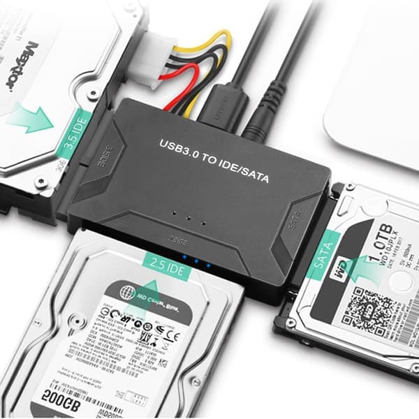 USB IDE-sovitin USB 3.0 - SATA idea-kiintolevymuunnin combo