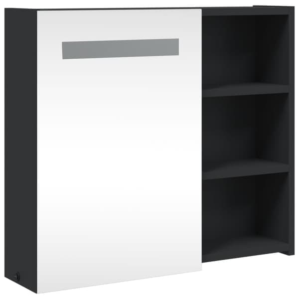 VidaXL Spejlskab og LED-lampe sort 60x13x52 cm Sort