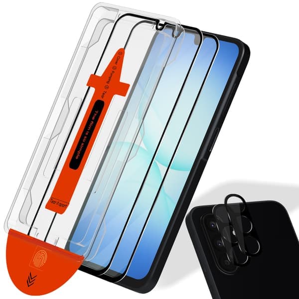 2-pack Samsung A17 Skärmskydd & 2-pack linsskydd - Härdat Glas | [Automatisk installation] - Bubbel-fritt