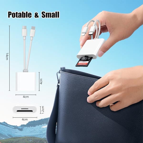 USB 3.0 + USB-C SD-kortinlukija iPhonelle, musta 3.0 USB C -kortinlukija 3.0 USB C Card Reader
