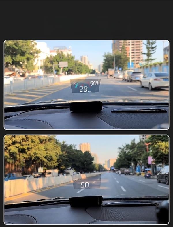 Speedometer, automatisk tids- og hastighedsvisning, bil head-up display, gælder for alle køretøjer