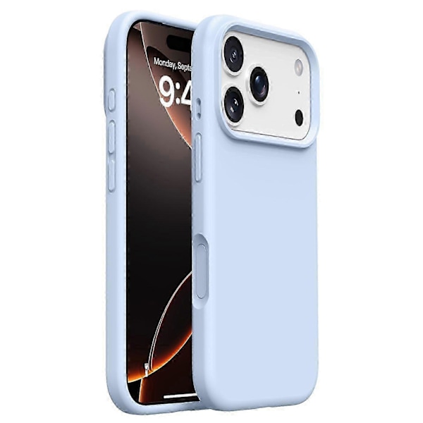 iPhone 17 Pro Max Skal Mjukt Mikrofiberfoder, Flytande Silikon + PC-skydd Cloud Blue