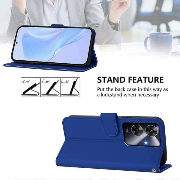 Lanyard PU-deksel for Realme Note 60 4G Global, Avtakbar stropp mobildeksel Dark Blue